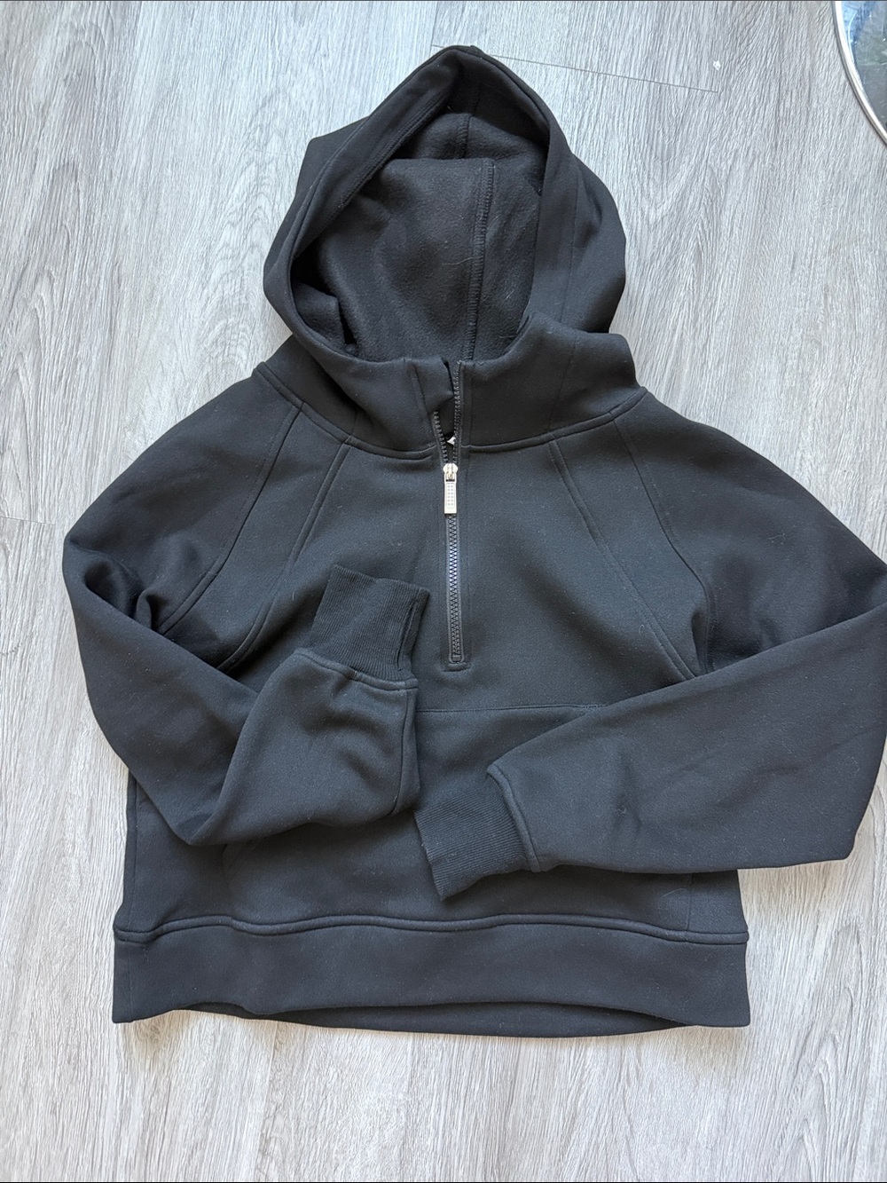 Black Half-Zip Hooded Sweatshirt